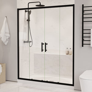 ANZZI Enchant 70-in. x 60.4-in. Framed Sliding Shower Door in Matte Black