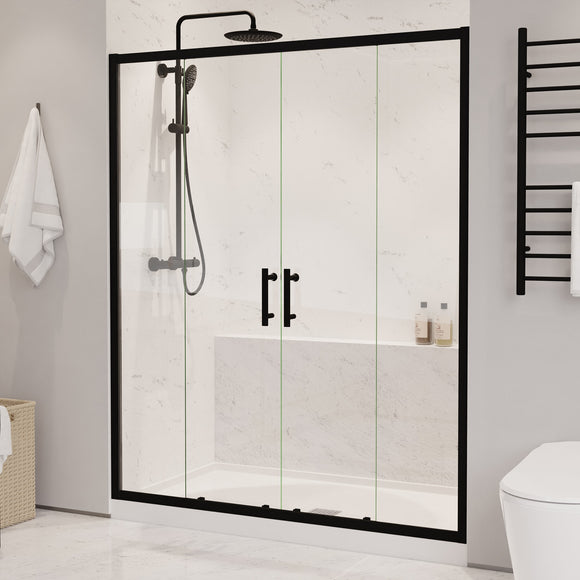 ANZZI Enchant 70-in. x 60.4-in. Framed Sliding Shower Door in Matte Black