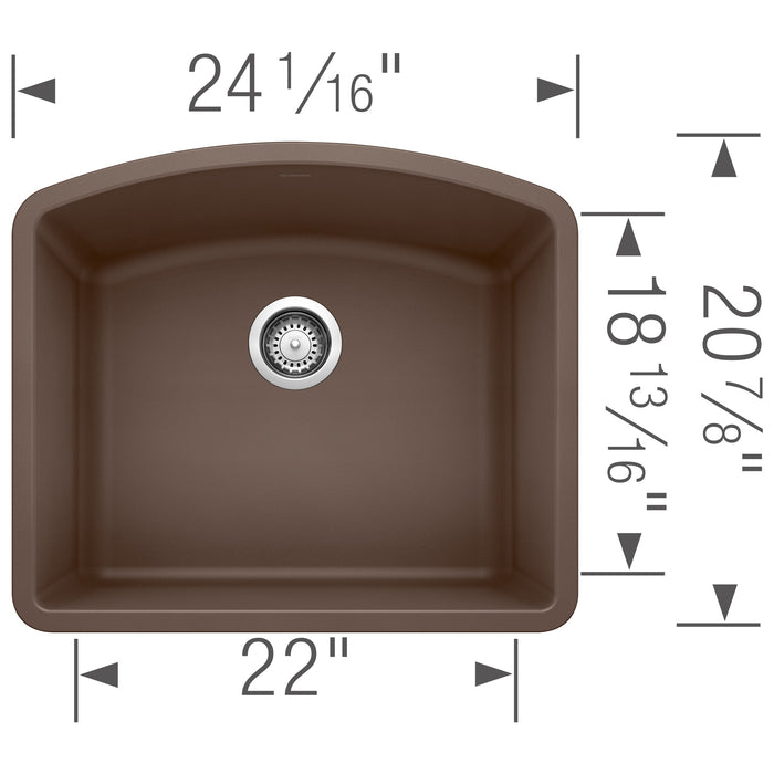 Blanco 440172 Diamond SILGRANIT 24" Single Bowl Undermount Kitchen Sink - Cafe