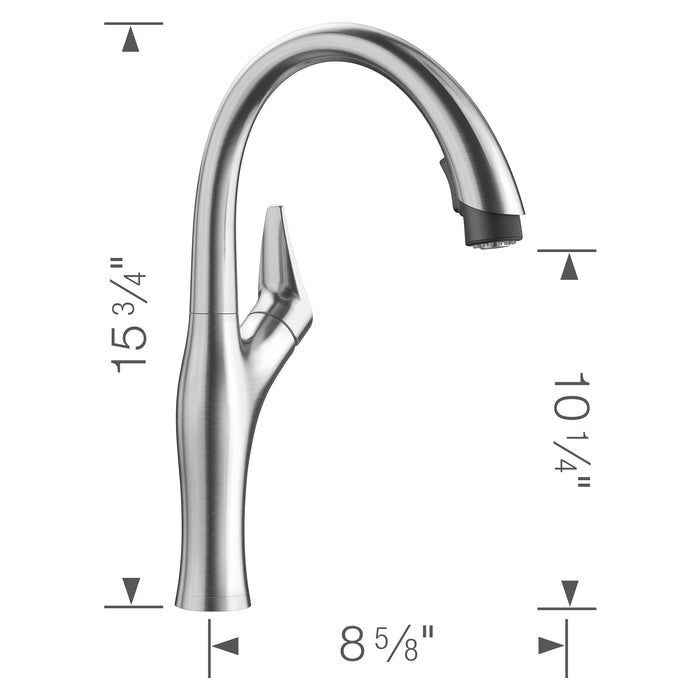 Blanco 442037 Artona Pull-Down Dual-Spray Kitchen Faucet - PVD Steel