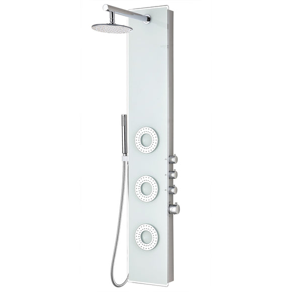 Lynn 58 in. 3-Jetted Full Body Shower Panel with Heavy Rain Shower and Spray Wand in White