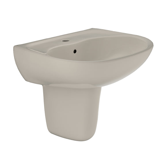 TOTO Supreme Oval Wall-Mount Bathroom Sink with CeFiONtect and Shroud for Single Hole Faucets, Bone - LHT241G#03