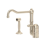 House of Rohl A3608/11LMWSSTN-2 Acqui Single Hole Column Spout Kitchen Faucet with Sidespray