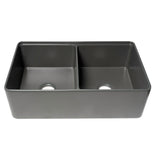 ALFI Brand ABFS3320D-GM Grey Matte Workstation 33" x 20" Double Bowl Step Rim Fireclay Farm Sink