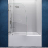 Grand Series 31.5 in. by 56 in. Frameless Hinged Tub Door in Brushed Nickel