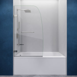 Vensea Series 31.5 in. by 56 in. Frameless Hinged Tub Door in Brushed Nickel