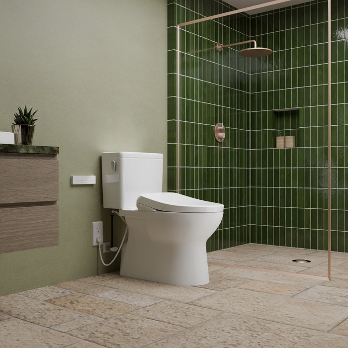 TOTO MW4724726CEFGA#01 Glaston WASHLET+ S7 Two-Piece Elongated 1.28 GPF Auto Flush Universal Height Toilet