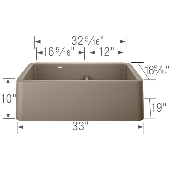 Blanco 402329 Ikon SILGRANIT 33" Double Bowl Apron-Front Farmhouse Sink in Truffle