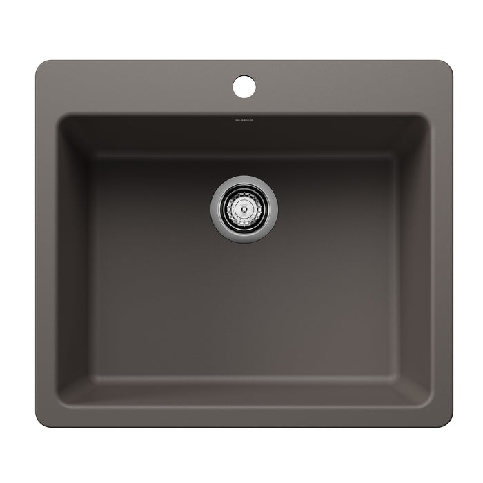 Blanco 443224 Liven SILGRANIT 25" Single Bowl Dual Mount Kitchen Sink - Volcano Gray