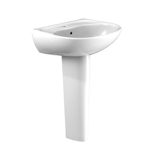 TOTO Supreme Oval Basin Pedestal Bathroom Sink with CeFiONtect for Single Hole Faucets, Cotton White - LPT241G#01