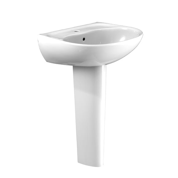 TOTO Supreme Oval Basin Pedestal Bathroom Sink with CeFiONtect for Single Hole Faucets, Cotton White - LPT241G#01