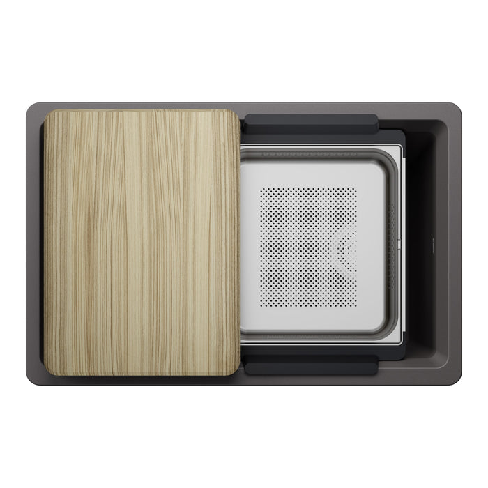Blanco 443305 Inteos SILGRANIT 30" Single Bowl Undermount Workstation Kitchen Sink - Cinder