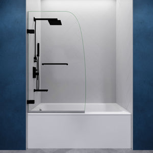 Vensea Series 31.5 in. by 56 in. Frameless Hinged Tub Door in Matte Black