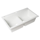 ALFI Brand AB3418DBDI-W White 33" Granite Composite Workstation Double Bowl Drop-in Sink