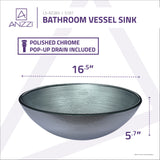 ANZZI LS-AZ283 Posh Series Deco-Glass Vessel Sink in Brushed Silver