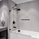 ANZZI SD-AZ11-01MB Herald Series 48" by 58" Frameless Hinged Tub Door in Black