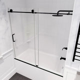 ANZZI SD-AZ8080-01MB Raymore Series 60" x 62" Frameless Sliding Tub Door in Matte Black