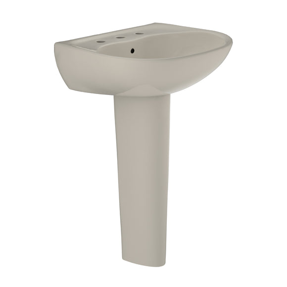 TOTO Supreme Oval Basin Pedestal Bathroom Sink with CeFiONtect for 8 Inch Center Faucets, Bone - LPT241.8G#03