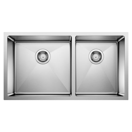 Blanco 443150 Quatrus R15 33" 60/40 Double Bowl Undermount Stainless Steel Kitchen Sink