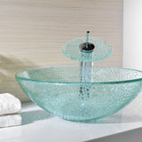 ANZZI LS-AZ063 Choir Series Deco-Glass Vessel Sink in Crystal Clear Mosaic with Chrome Waterfall Faucet