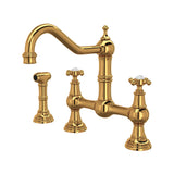 Rohl U.4755X-EG-2 Perrin and Rowe Edwardian Bridge Kitchen Faucet with Sidespray