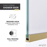 ANZZI SD-AZFL06001BGF Veil Series 74" by 34" Framed Frosted Glass Shower Screen in Brushed Gold