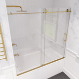 ANZZI SD-AZ8080-01BG Raymore Series 60" x 62" Frameless Sliding Tub Door in Brushed Gold