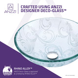 ANZZI LS-AZ065 Vieno Series Vessel Sink with Pop-Up Drain in Crystal Clear Floral