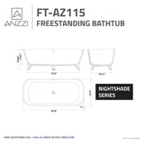 ANZZI FT-AZ115 Nightshade 63" Solid Surface Freestanding Bathtub in Matte Black