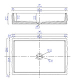 ALFI Brand ABCO24R 24" Solid Concrete Chiseled Style Rectangular Above Mount Vessel Sink