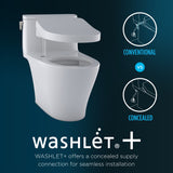 TOTO MW6144736CUFG#01 WASHLET+ Carlyle II 1G One-Piece Toilet and WASHLET+ S7A Bidet Seat, Cotton White