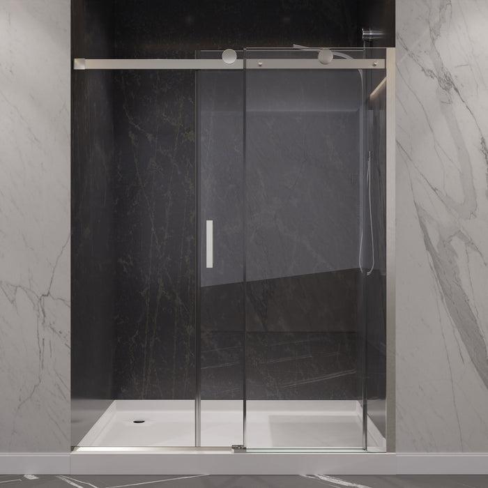 ANZZI SD-FRLS05702BN Rhodes Series 60" x 76" Frameless Sliding Shower Door with Handle in Brushed Nickel