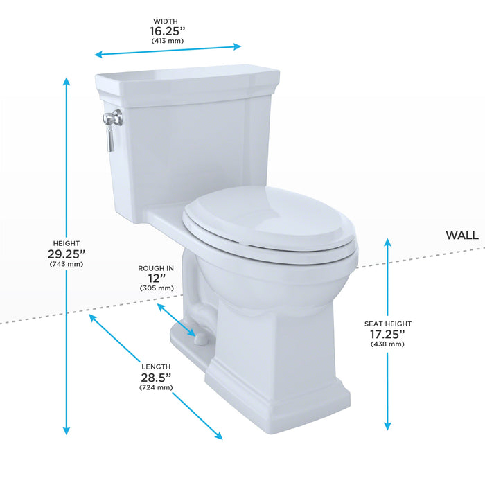 TOTO MS814224CUF#51 Promenade II 1G One-Piece Elongated Universal Height Toilet, Ebony
