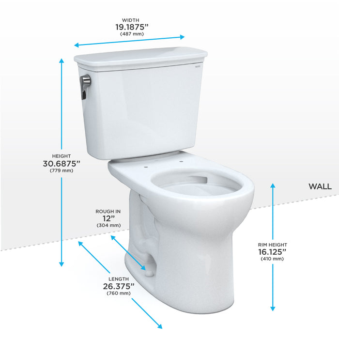 TOTO CST785CEFG#11 Drake Transitional Two-Piece Round 1.28 GPF Universal Height Toilet, Colonial White