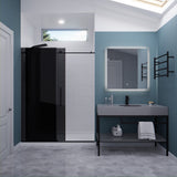 ANZZI SD-AZ8077-02MBT Leon Series 60" by 76" Frameless Sliding Shower Door in Matte Black with Tinted Glass