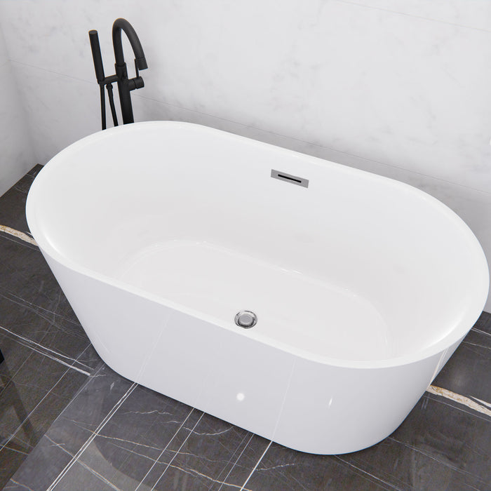 ANZZI FT-AZ098-59 Chand 59" Acrylic Flatbottom Freestanding Bathtub in White