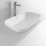 TOTO LT995G#01 Neorest Kiwami Rectangular Semi-Recessed Fireclay Vessel Bathroom Sink in Cotton White