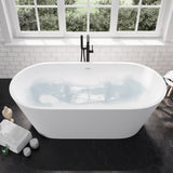 ANZZI FT-AZ8416 Bellentin 5.1 ft. Solid Surface Center Drain Freestanding Bathtub in Matte White