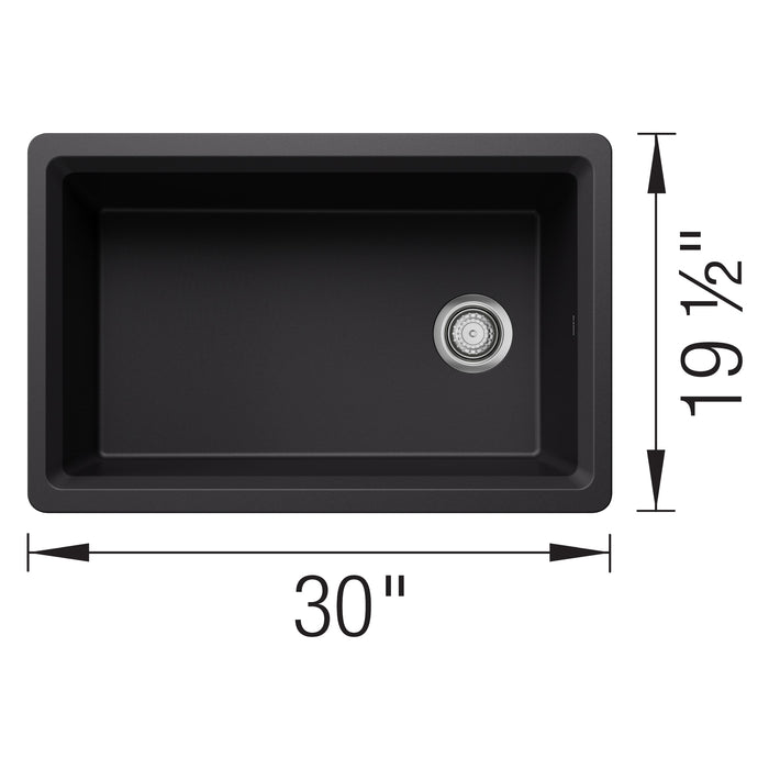 Blanco 443303 Inteos SILGRANIT 30" Single Bowl Undermount Workstation Kitchen Sink - Coal Black