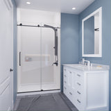 ANZZI SD-AZ8077-01GB Leon Series 48" by 76" Frameless Sliding Shower Door in Gunmetal with Handle