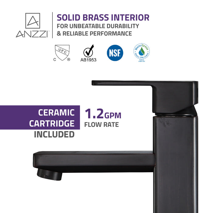 ANZZI L-AZ122ORB Naiadi Single Hole Single Handle Bathroom Faucet in Oil Rubbed Bronze