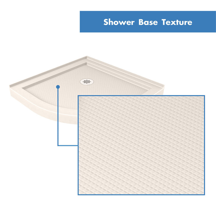 DreamLine DL-6702-22-01 Prime 36" x 74 3/4" Semi-Frameless Clear Glass Sliding Shower Enclosure in Chrome with Biscuit Base Kit