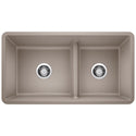 Blanco 442522 Precis SILGRANIT 33" 60/40 Reversible Double Bowl Undermount Kitchen Sink with Low Divide - Truffle