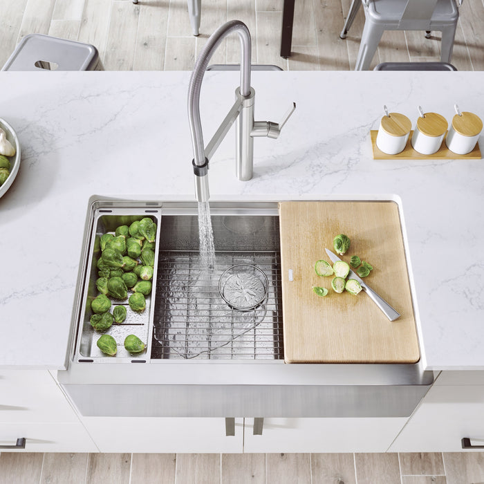 Blanco 525243 Quatrus R15 Ergon 33" Single Bowl Apron-Front Stainless Steel Farmhouse Sink