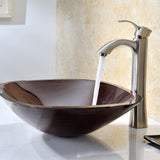 ANZZI LS-AZ8114 Vonu Series Deco-Glass Vessel Sink in Rich Timber