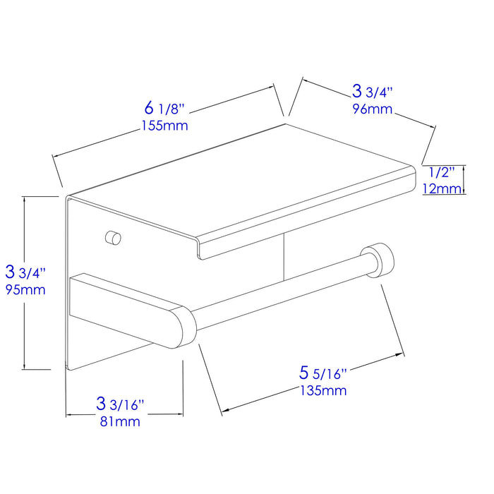 ALFI Brand ABTP66-BSS Brushed Stainless Steel Toilet Paper Holder with Shelf
