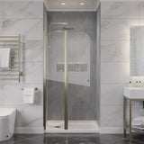 ANZZI SD-AZ14-01BN Romance 72" x 33.5" Frameless Swinging Shower Door in Brushed Nickel