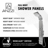 ANZZI SP-AZ022 Echo 63.5" 4-Jetted Full Body Shower Panel with Heavy Rain Showerhead and Spray Shower