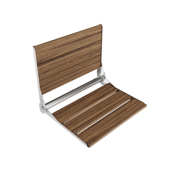 Saxon 17 in. Teak Wall Mounted Folding Shower Seat