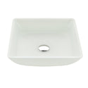 Solstice Square Glass Vessel Bathroom Sink with White Finish